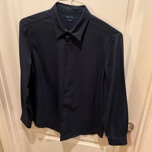 Perry Ellis Dark Blue Casual Button Down Shirt